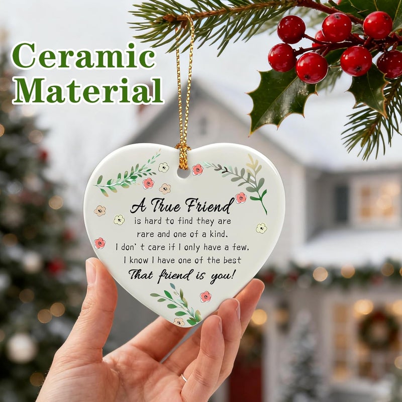 Jocidea A True Friend is Hard to Find They are Rare and One of a Kind - Birthday, Christmas Friendship Gift | Gifts for Best Friend, Bestie, Female BFF | Ceramic Keepsake, Friendship Christmas Ornament - Image 2
